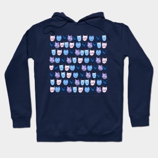 Little blue cats in a row Hoodie